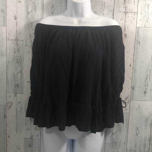 LOFT Off Shoulder Peplum Button Sleeves Top Small - Picture 1 of 12